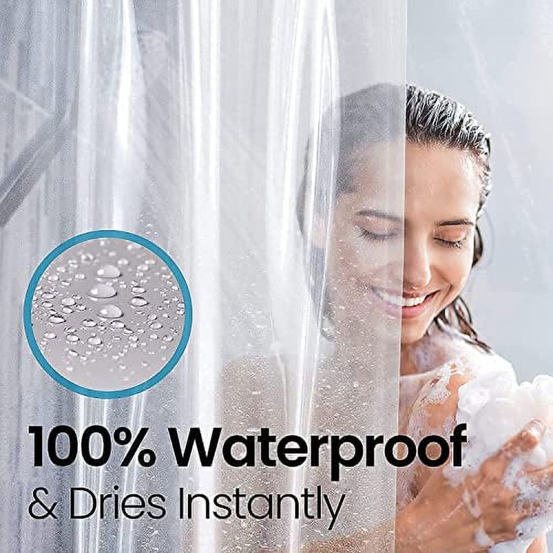 (2 Pack) Heavy Duty PEVA Shower Curtain Liners - 72 x 72 Inches, Waterproof & Mildew Resistant