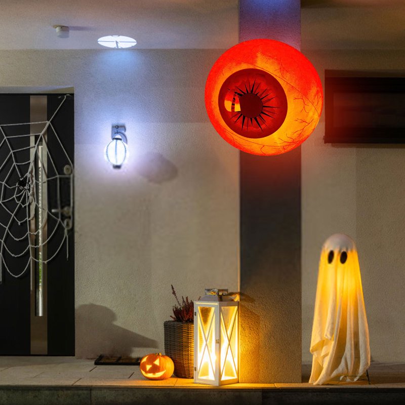 Red Halloween Inflatable Eyes Set - 23.6 Inch Glowing Yard Decoration