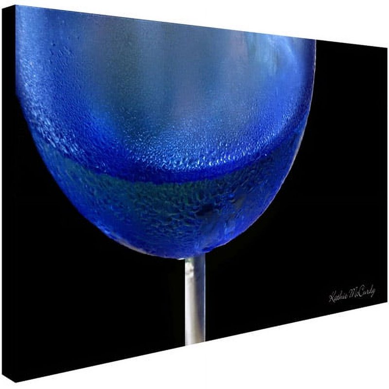 Blue Wine Glass Canvas Art - 10 x 19 Inch by Kathie McCurdy
