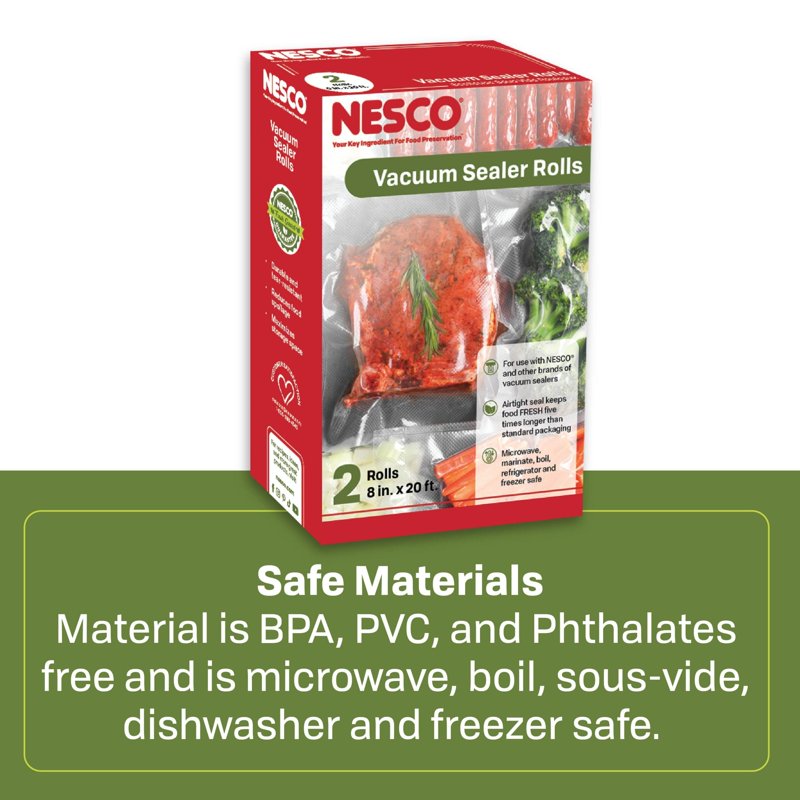 8" x 20' Vacuum Sealer Bag Rolls - 3 Pack, BPA-Free