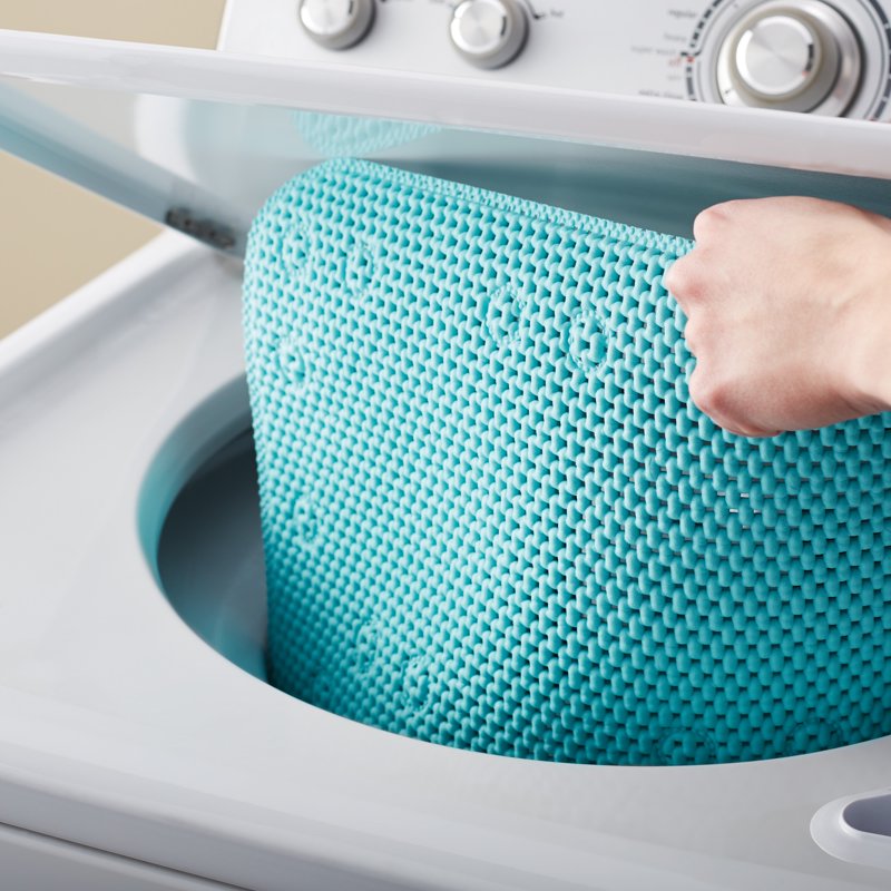 Aqua Blue Cushioned Foam Bathtub Mat 17 x 36 Inches with Suction Cups - Variation of THIS listing