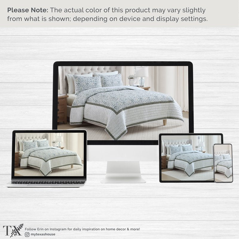 My Texas House Capri 2-Piece Sage Cotton Quilt Set - Twin XL