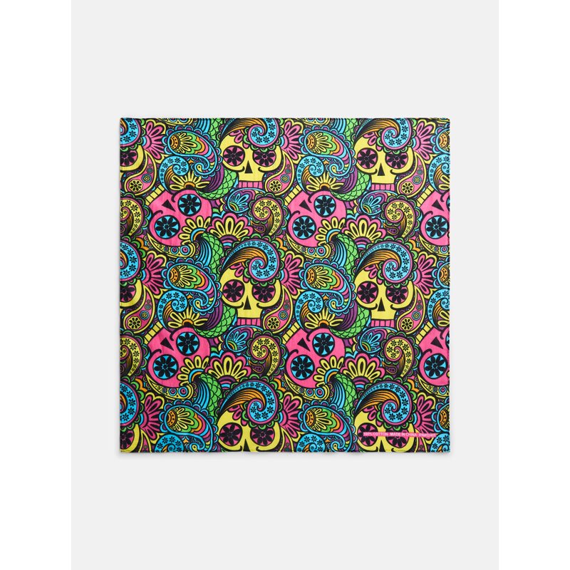 Halloween Women’s Skulls Bandana - Versatile Cotton Accessory, One Size, Black/Multi