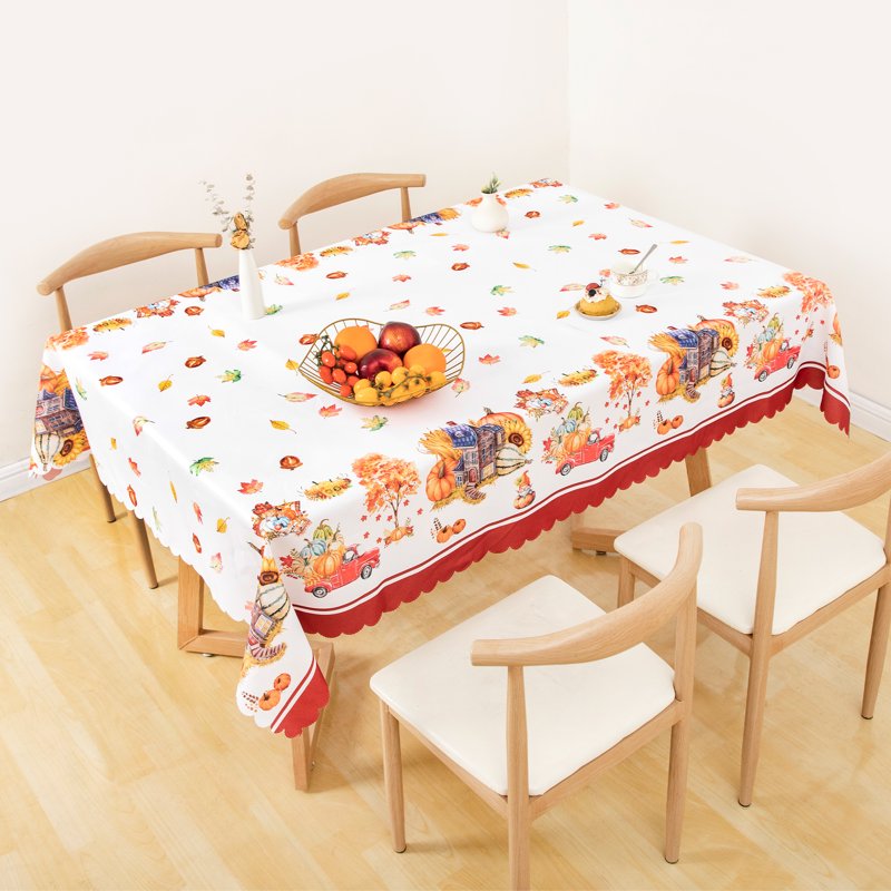 Christmas Table Cloth - 52" x 70" Yellow and Red - Heavy Duty Polyester