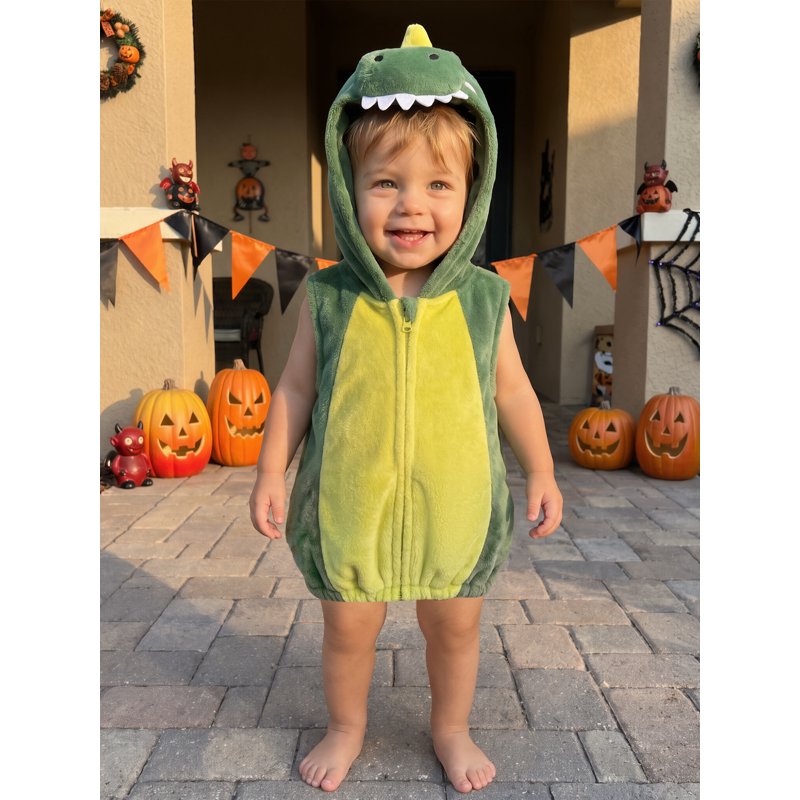 Toddler Dinosaur Costume Kids Infant Halloween Animal Outfit Sleeveless Hooded Top