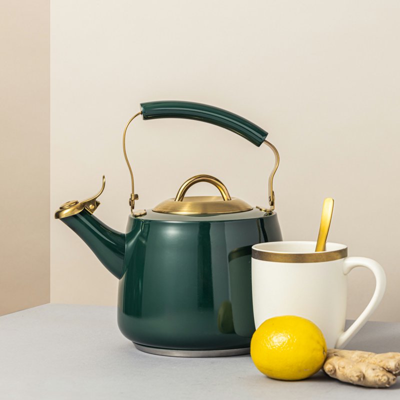 Stainless Steel 1.8L Whistling Tea Kettle - Hunter Green
