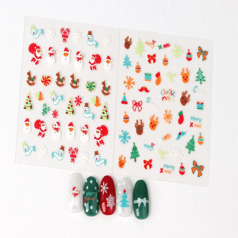 30 Sheets 3D Christmas Nail Stickers - Festive Holiday Nail Art Decals