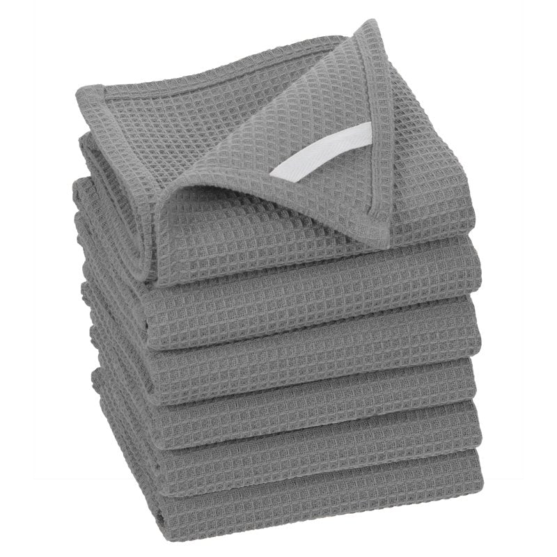 Waffle Kitchen Towel Set - 6 Piece, 100% Cotton, Blue, 28" x 18"