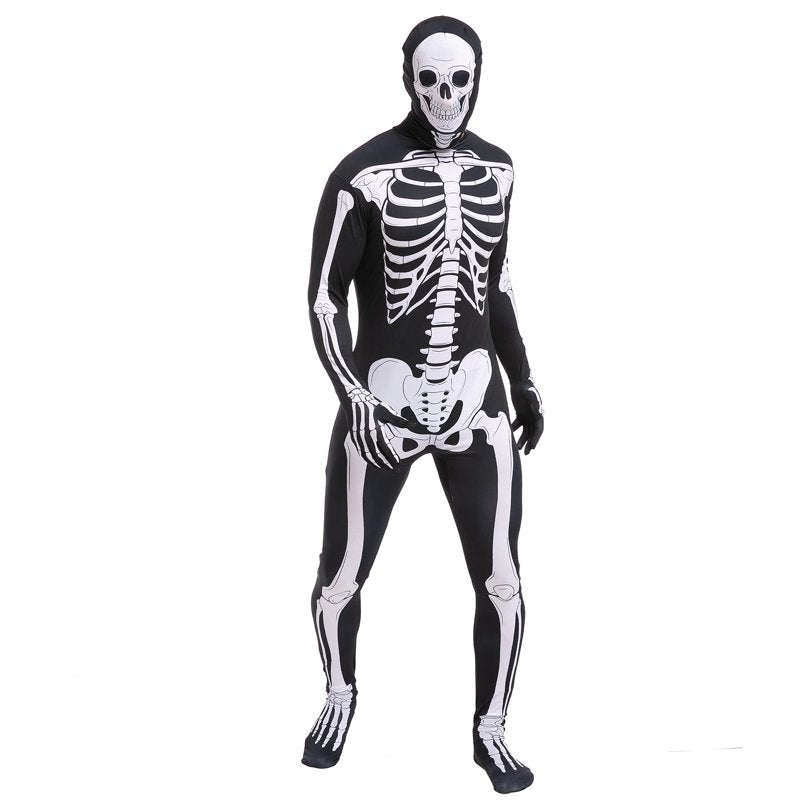 Black XL Skeleton Costume for Adults - Bones Bodysuit Halloween Fancy Dress