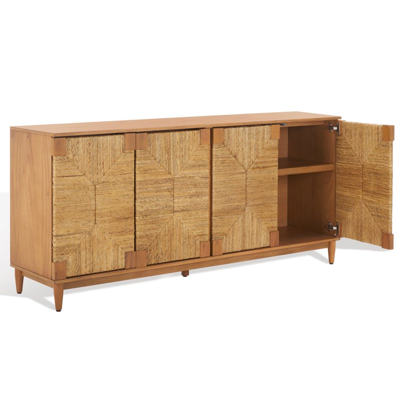 Roseanne Sideboard - Mahogany Wood & Off-White Finish, 2 Shelves
