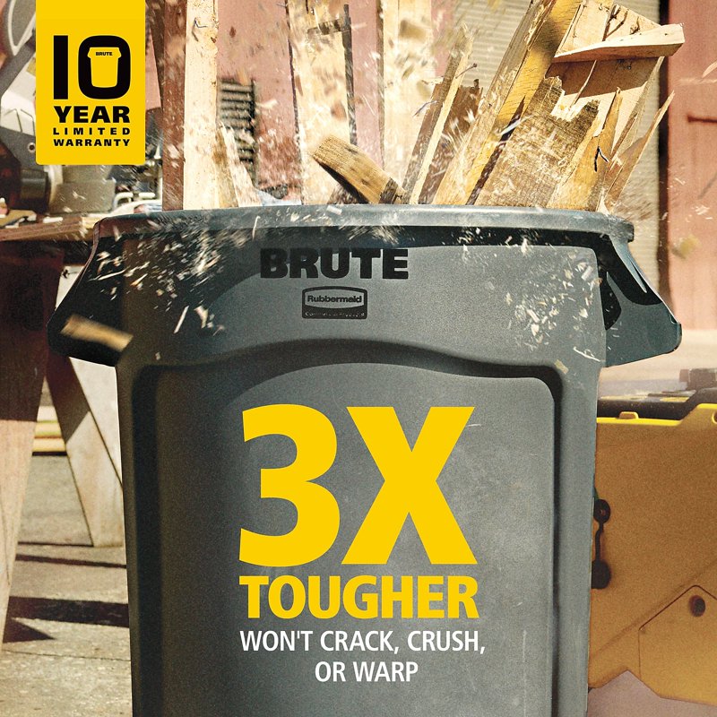 32 Gallon Round Brute Container - Heavy-Duty Plastic Storage - Dark Green