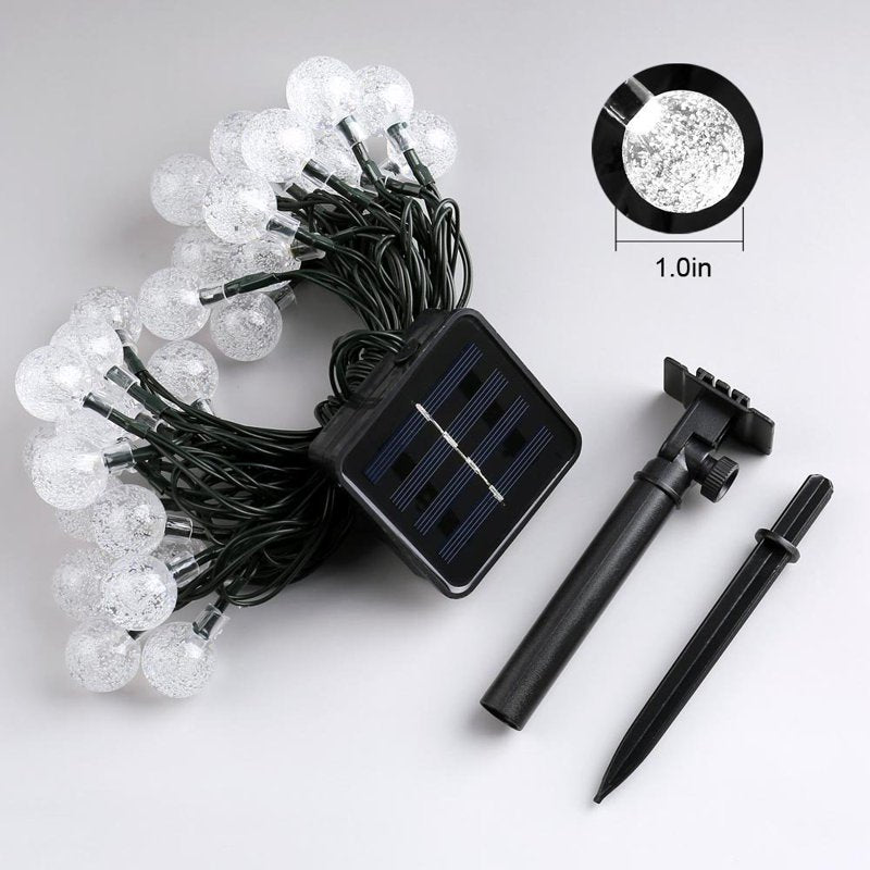 12M 100LED Solar String Fairy Lights - Waterproof Globe Bulb Garden Decor