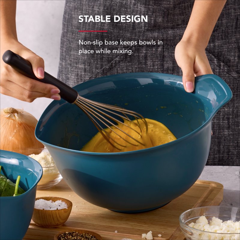 Nesting Plastic Mixing Bowls Set - Agave, 3 Sizes