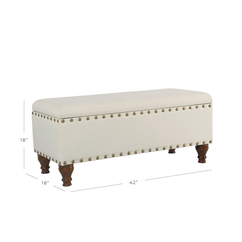 Large Storage Bench with Nailhead Trim - Multiple Colors