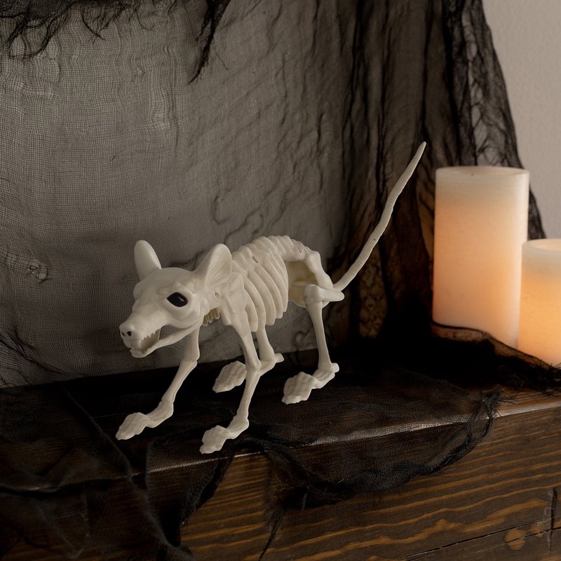 Faux Skeleton Rat Halloween Decoration, 7 Inches - Spooky Gothic Decor