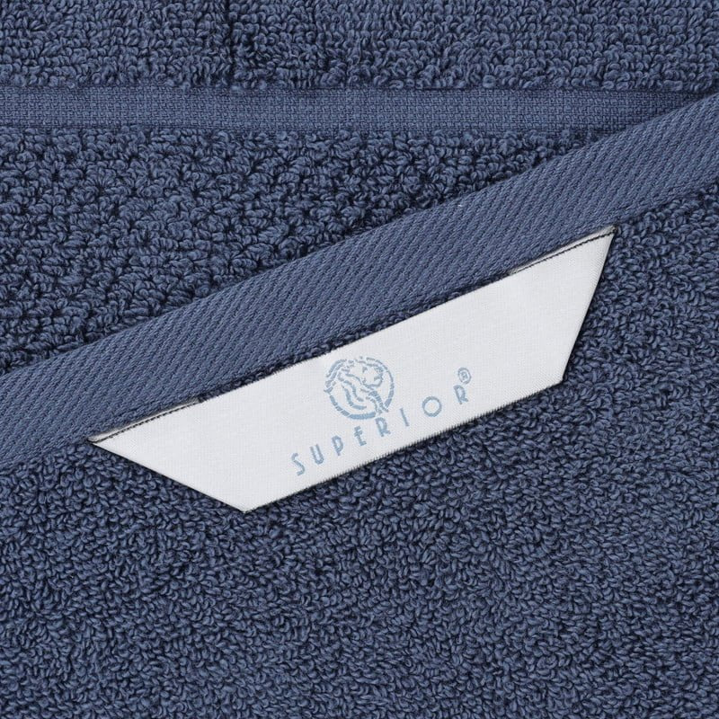 Navy Blue Face Towels Set of 12 - Soft, Absorbent Cotton & Viscose Washcloths - Spa-Like Comfort