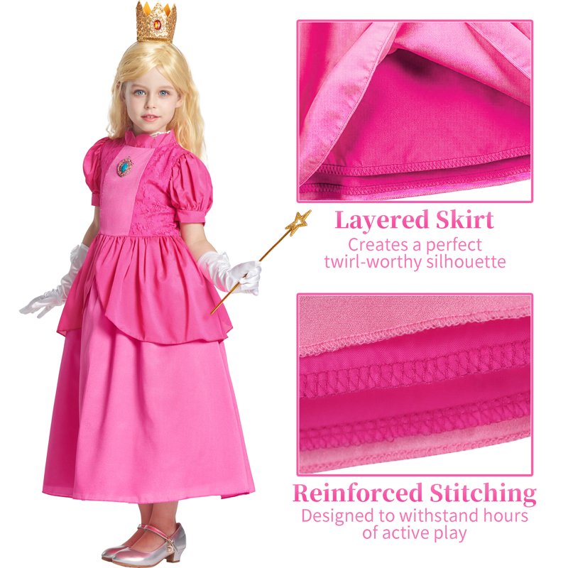 Girls Princess Dress with Accessories, Wig & Crown - Size 7-8 Years