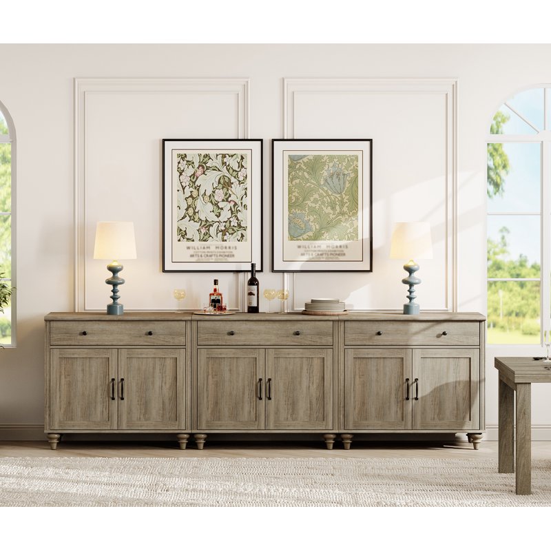 Large Buffet Cabinet with 6 Doors & 3 Drawers - Wash Grey