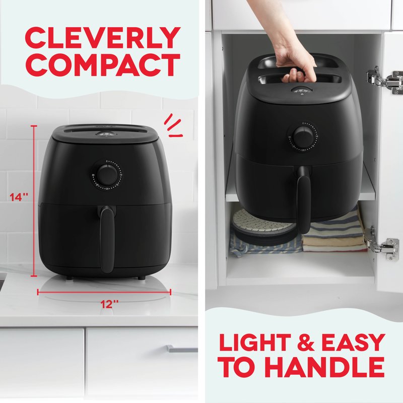 Electric Air Fryer Oven - 6 Qt Family Size, 1700W, Black
