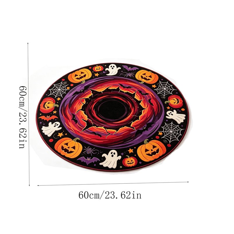 Halloween Round 3D Optical Illusion Rug - Skidproof & Absorbent Entryway Mat - MPOISVA