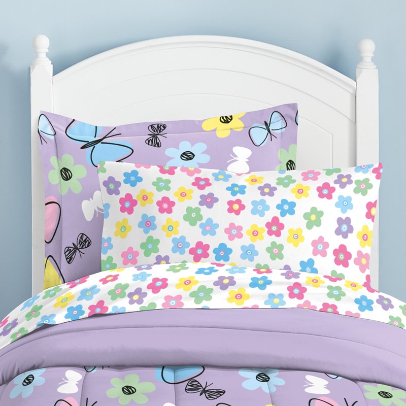 Full Size Dream Factory Sweet Butterfly Child Comforter Set - Microfiber, 7 Pieces