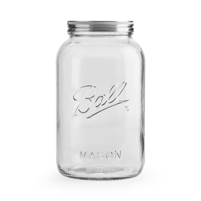 Decorative Mason Jar with Stainless Steel Lid - 2 Pack, 128oz