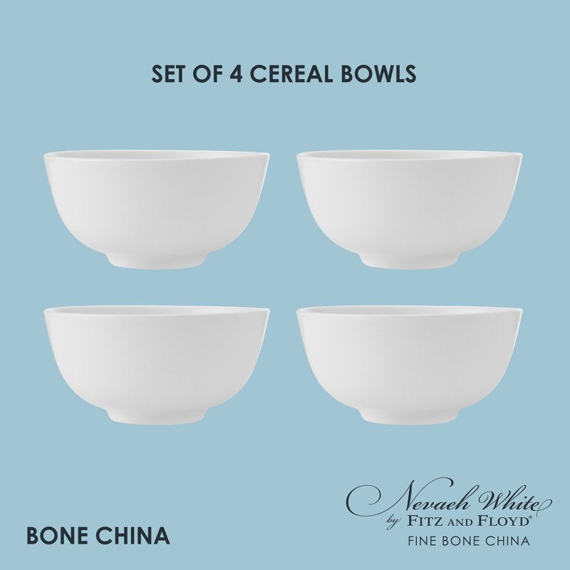 Bone China Soup & Cereal Bowls Set - 6 Inch, 4 Count