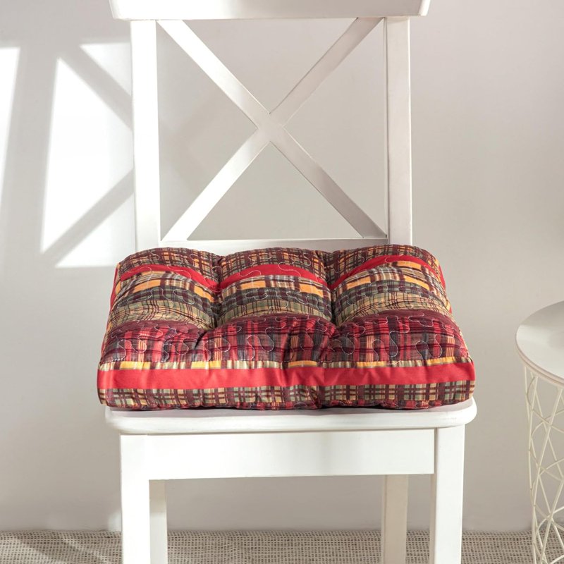 Triple-Layered Chair Pad Cushion Set of 4 - Gold Rush - 18x18 Inches