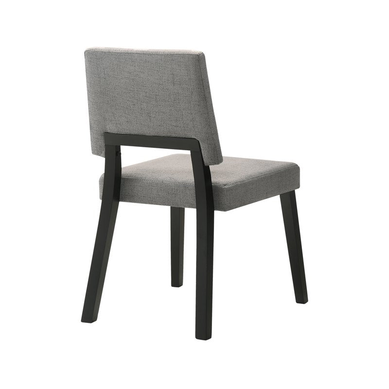 Wood Dining Chair Set of 2 - Black Finish with Charcoal Fabric
