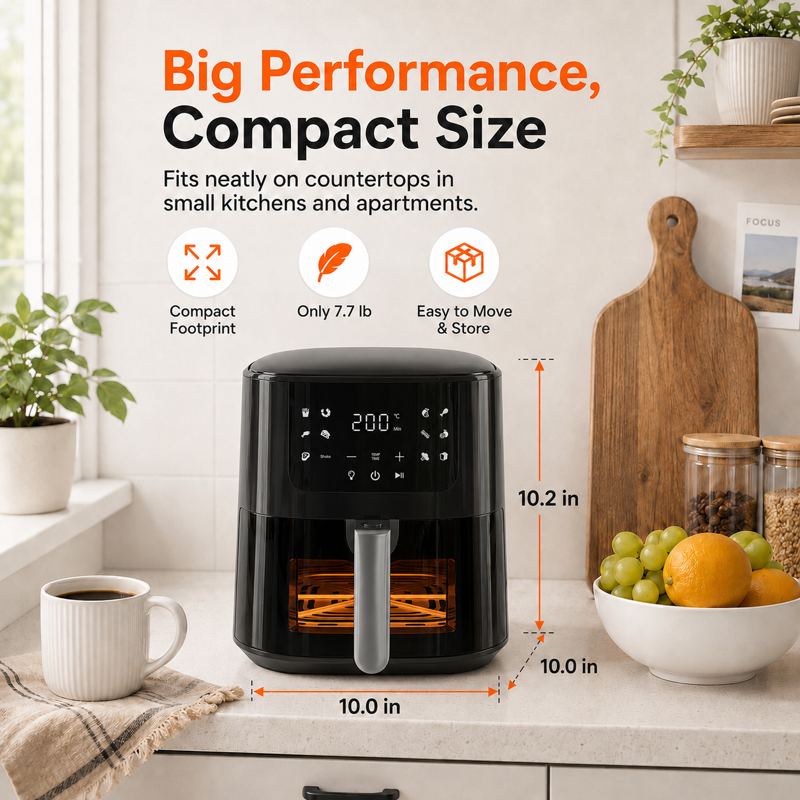 5.5 QT Digital Air Fryer with Touchscreen - Black with View Window