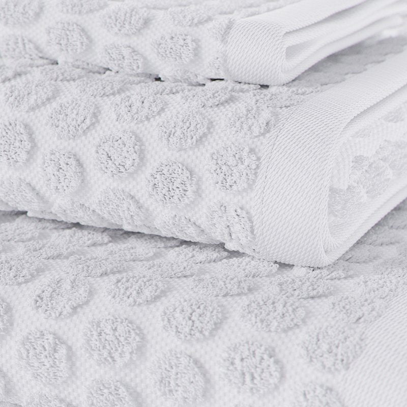 Dot-Print Cotton Bath Set - 6 Piece Off White Towels & Washcloths - Drew Barrymore