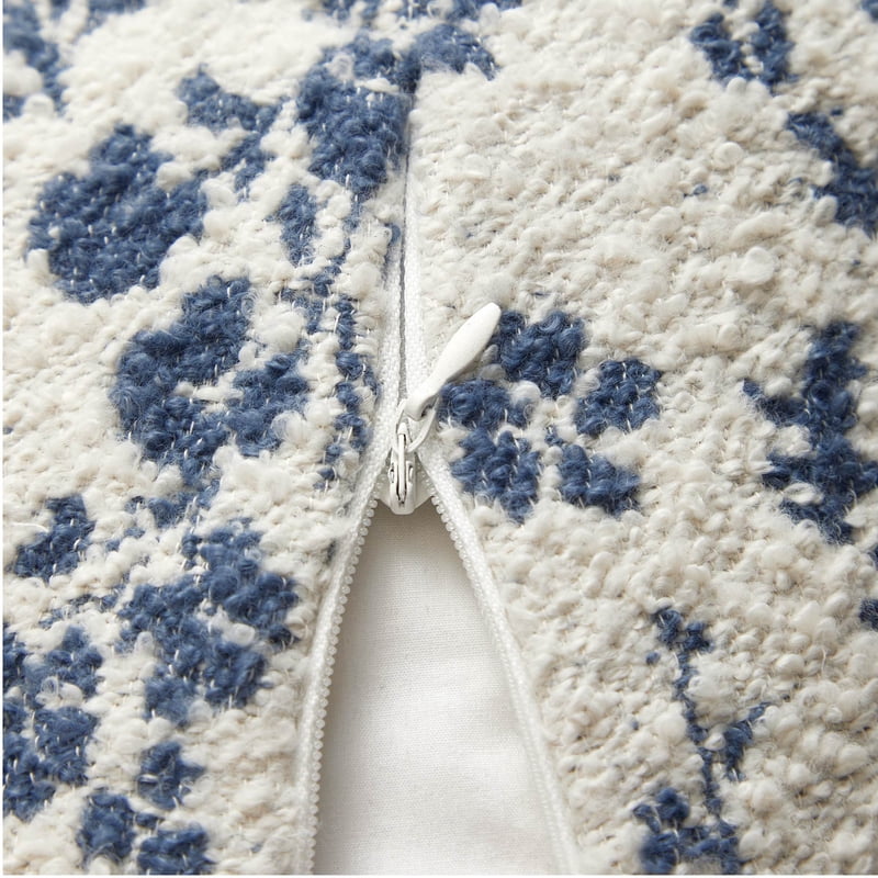 Blue Daisy Bouclé Lumbar Decorative Pillow - 14 x 24 Inches, The Pioneer Woman