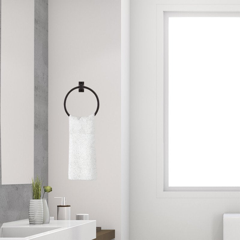 Design House Millbridge Wall Mounted Bathroom Towel Ring - Matte Black - 6 Inch