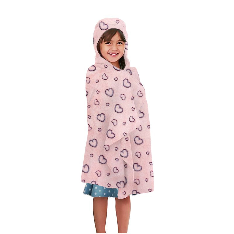 Kids Glow in the Dark Paw and Bones Hooded Throw Blanket - Light Pink