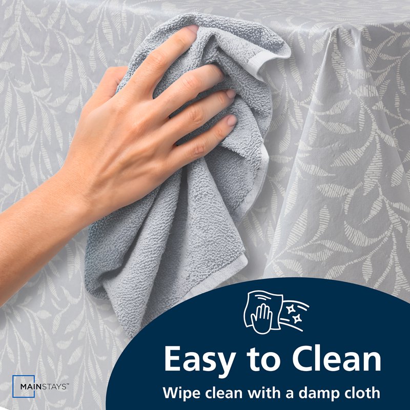 Reusable PEVA Tablecloth 60" x 102" - Grey Leaf Design
