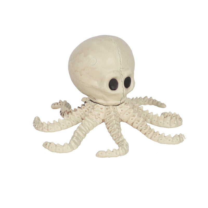 Faux Skeleton Fish Halloween Decoration - Nautical Creepy Wall Hanging with Movable Jaw - 10 Inches