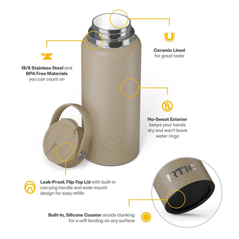 32 oz Insulated Outback Water Bottle - Beach - Leak Resistant
