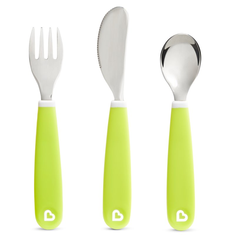 Toddler Utensil Set - Fork, Knife & Spoon, Blue/Green, 6 Pack