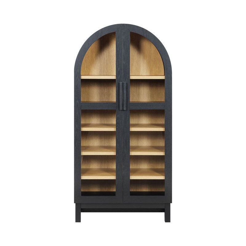 Better Homes & Gardens Juliet Arch Accent Cabinet - Black Finish with Glass Doors