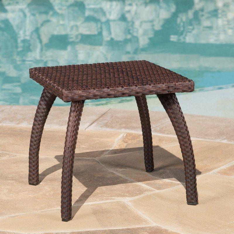 Outdoor Wicker Accent Table - Brown PE Finish
