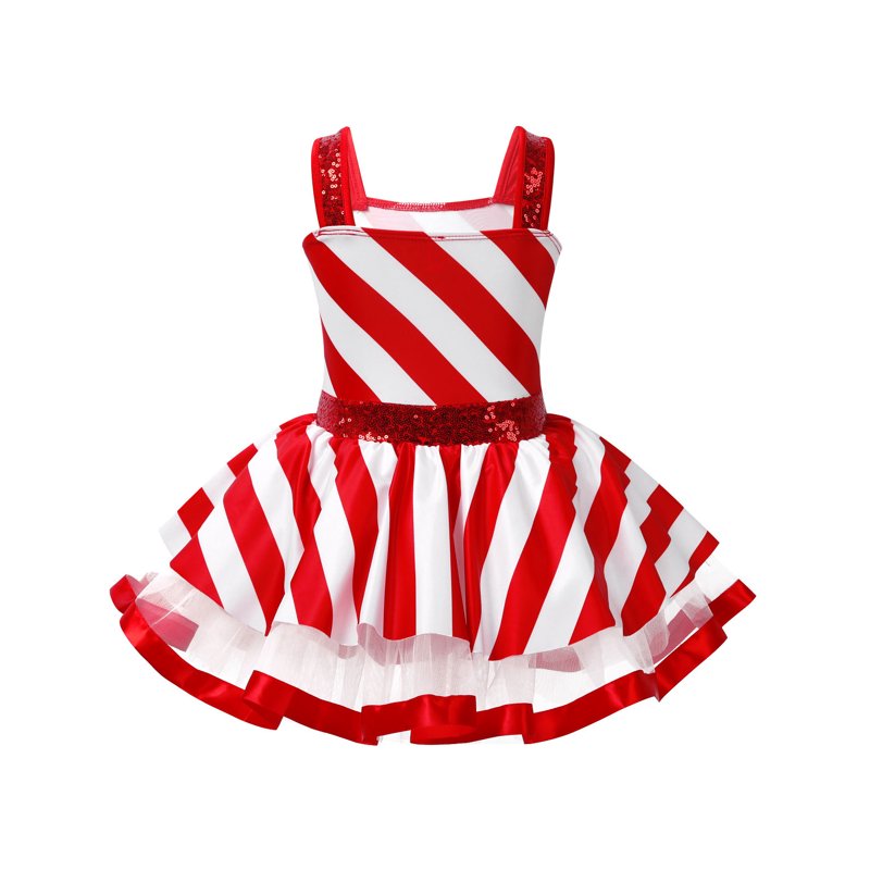 Kids Girls Christmas Sequin Santa Dance Costume - Red, 16