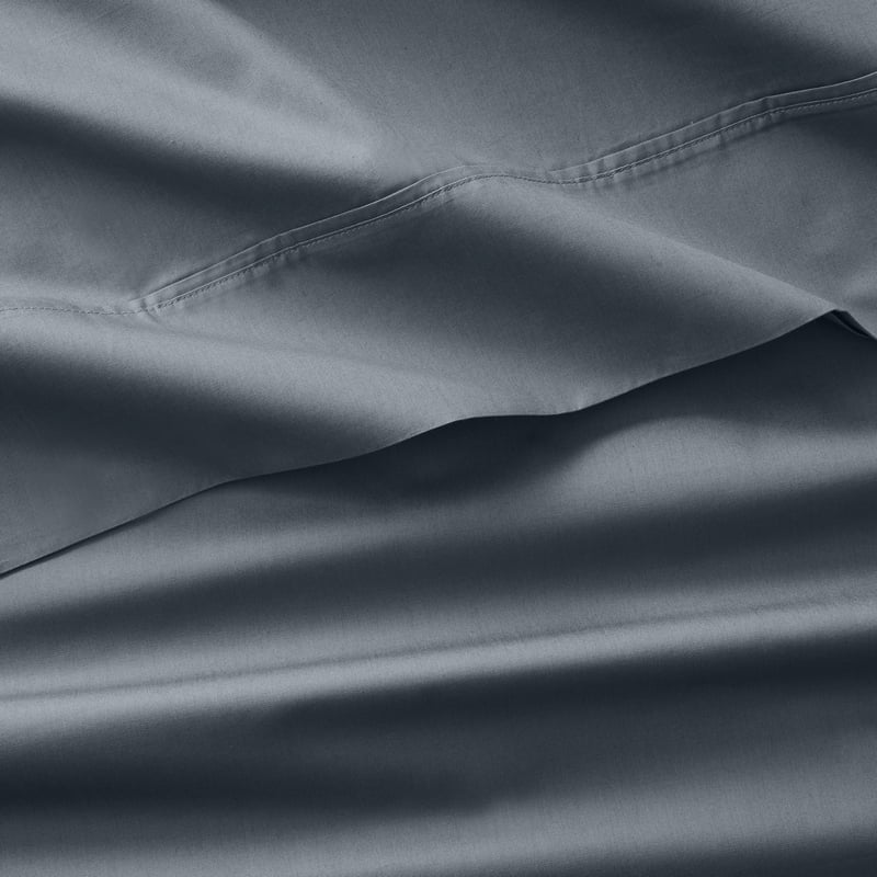 Twin Cotton Percale Sheet Set - Gray, 300 Thread Count, Cool & Crisp