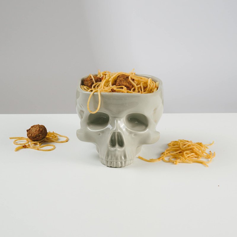 White Ceramic Skull Bowl 11x10x8.9cm 300ML Gothic Skull Serving Bowl for Halloween & Home Decor