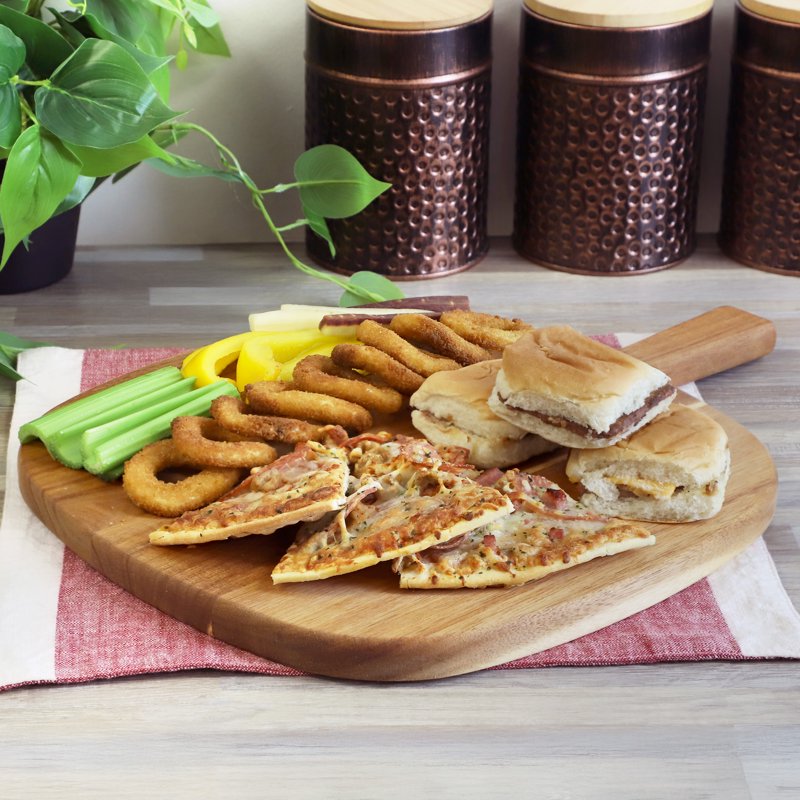 13 Inch Acacia Wood Serving Butcher Cutting Board with Handle - Brown