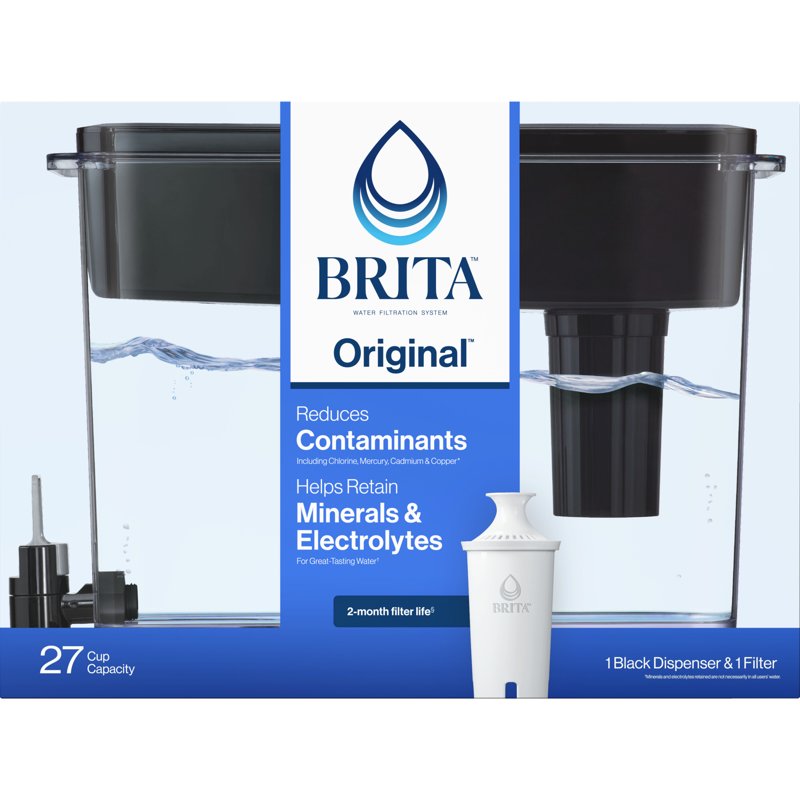 27-Cup Plastic Water Filtration Dispenser - Black