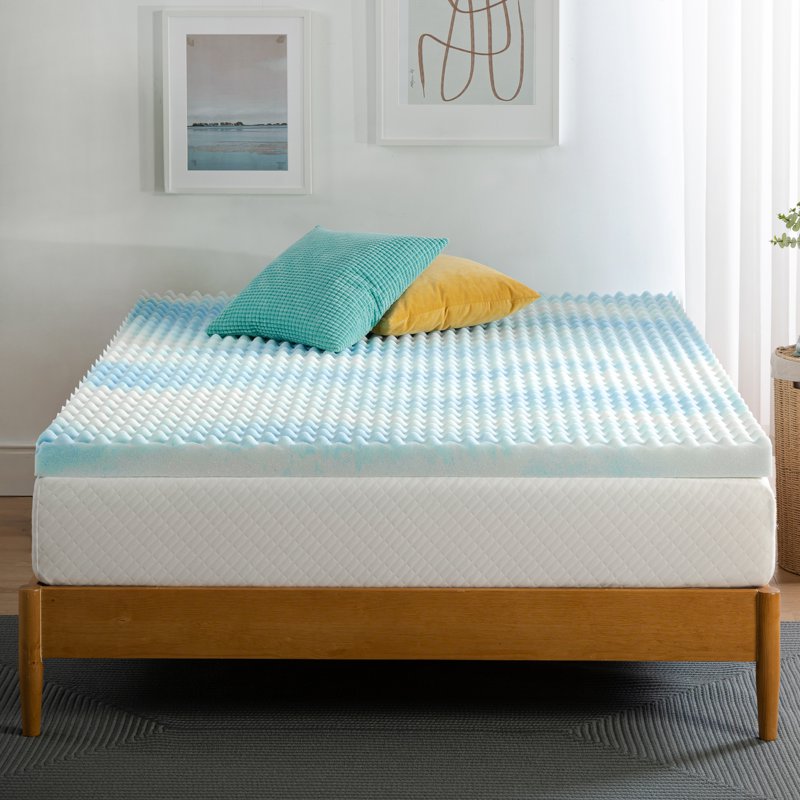 King 3-Inch Swirl Gel Cooling Memory Foam Mattress Topper