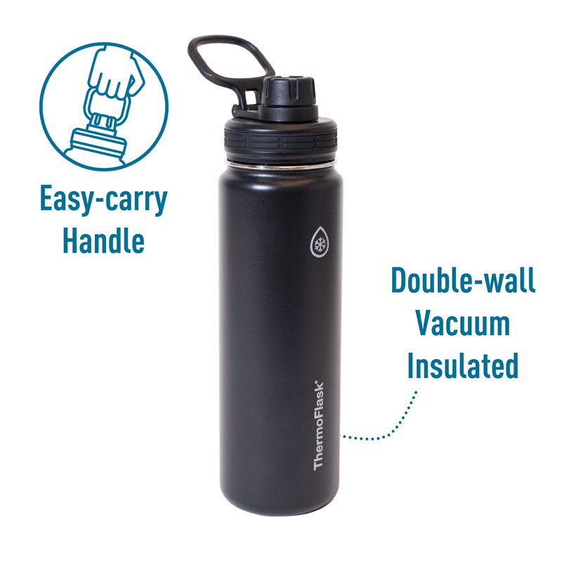 24 oz Double Wall Vacuum Insulated Stainless Steel Water Bottle - Pitch Black