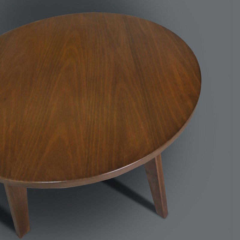 24" Round Solid Wood Coffee Table - Walnut Finish
