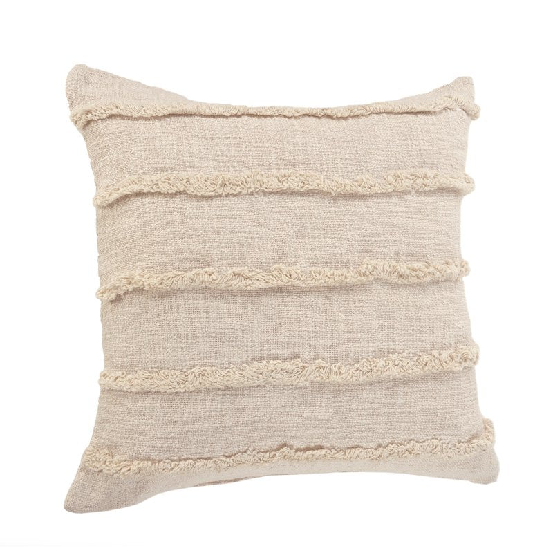 Organic Cotton Square Pillow Set - Feather Filled, 4 Pieces, Down-Alternative Beige Variation