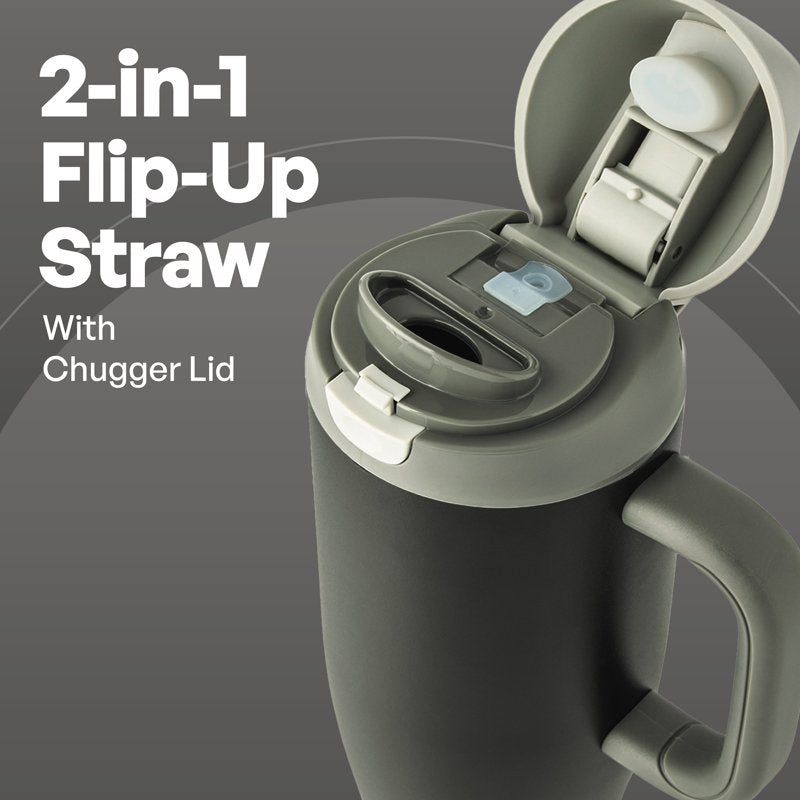 40oz Stainless Steel 2-in-1 Straw and Chug Water Bottle - Black